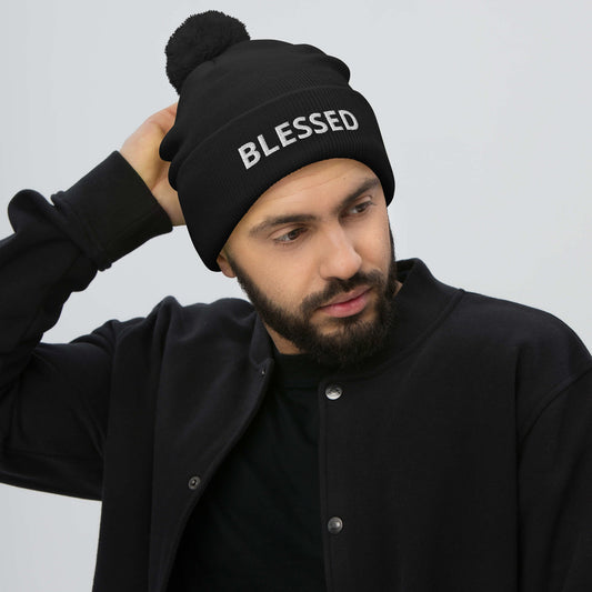 Men Blessed Pom-Pom Beanie