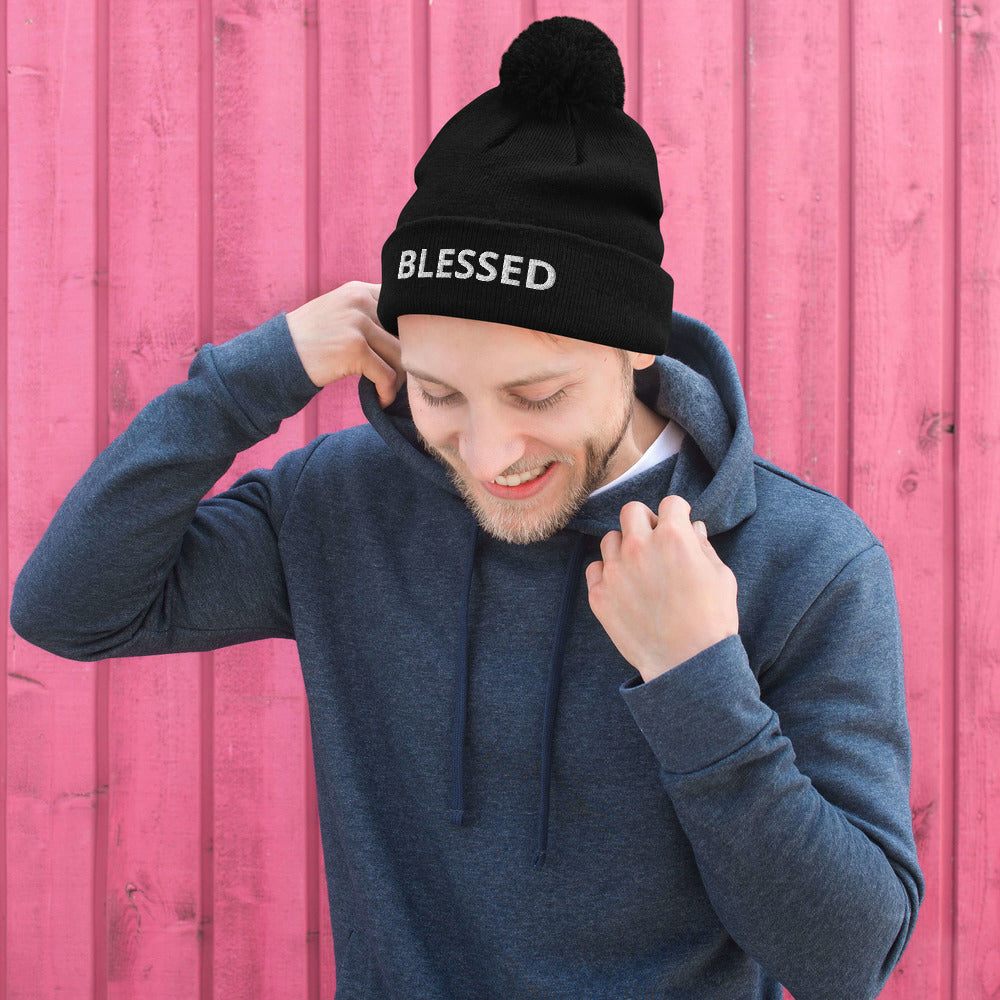 Men Blessed Pom-Pom Beanie