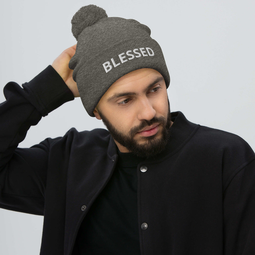 Men Blessed Pom-Pom Beanie