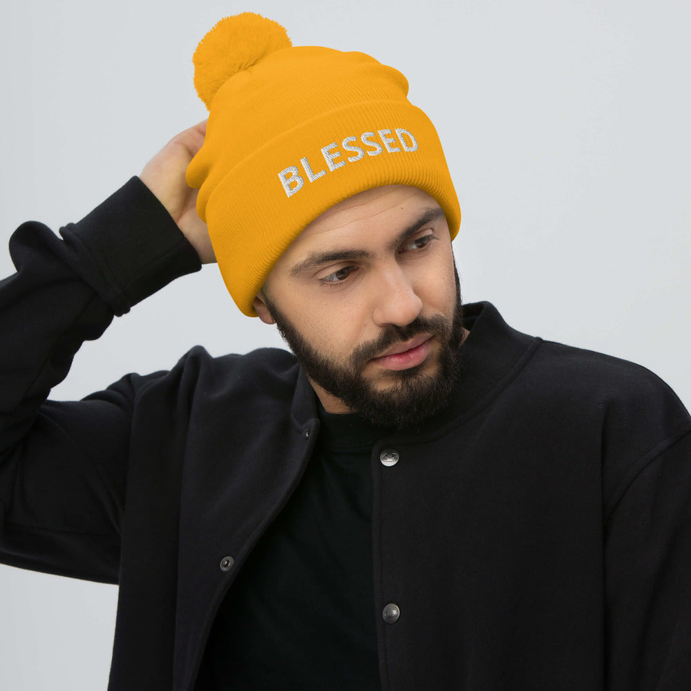 Men Blessed Pom-Pom Beanie