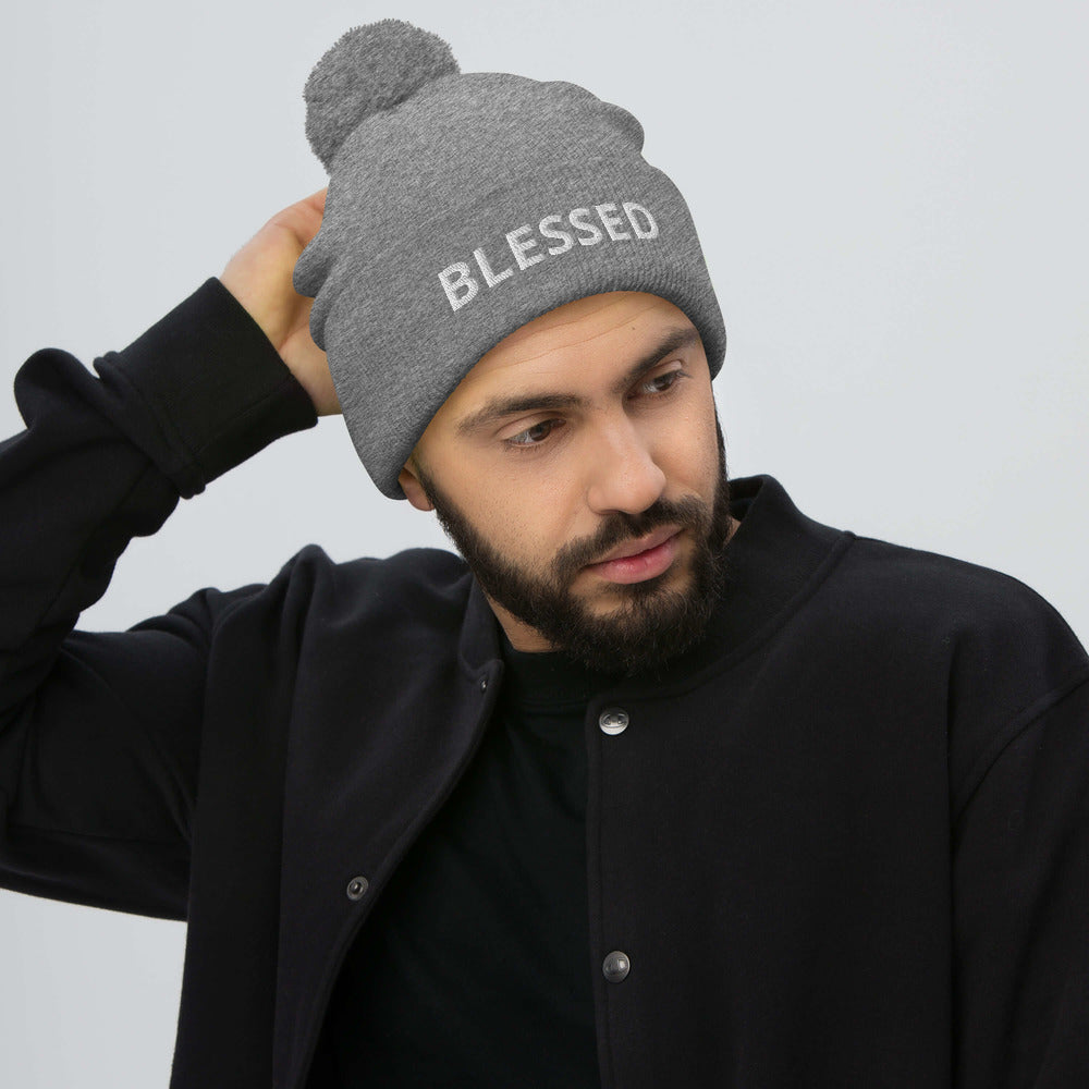 Men Blessed Pom-Pom Beanie