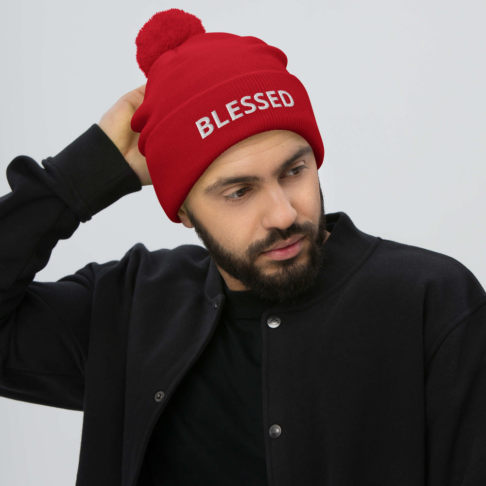 Men Blessed Pom-Pom Beanie